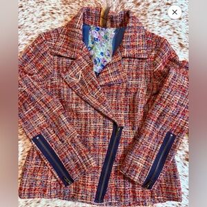 286 // NWT Aratta plaid tweed jacket with zippers // L